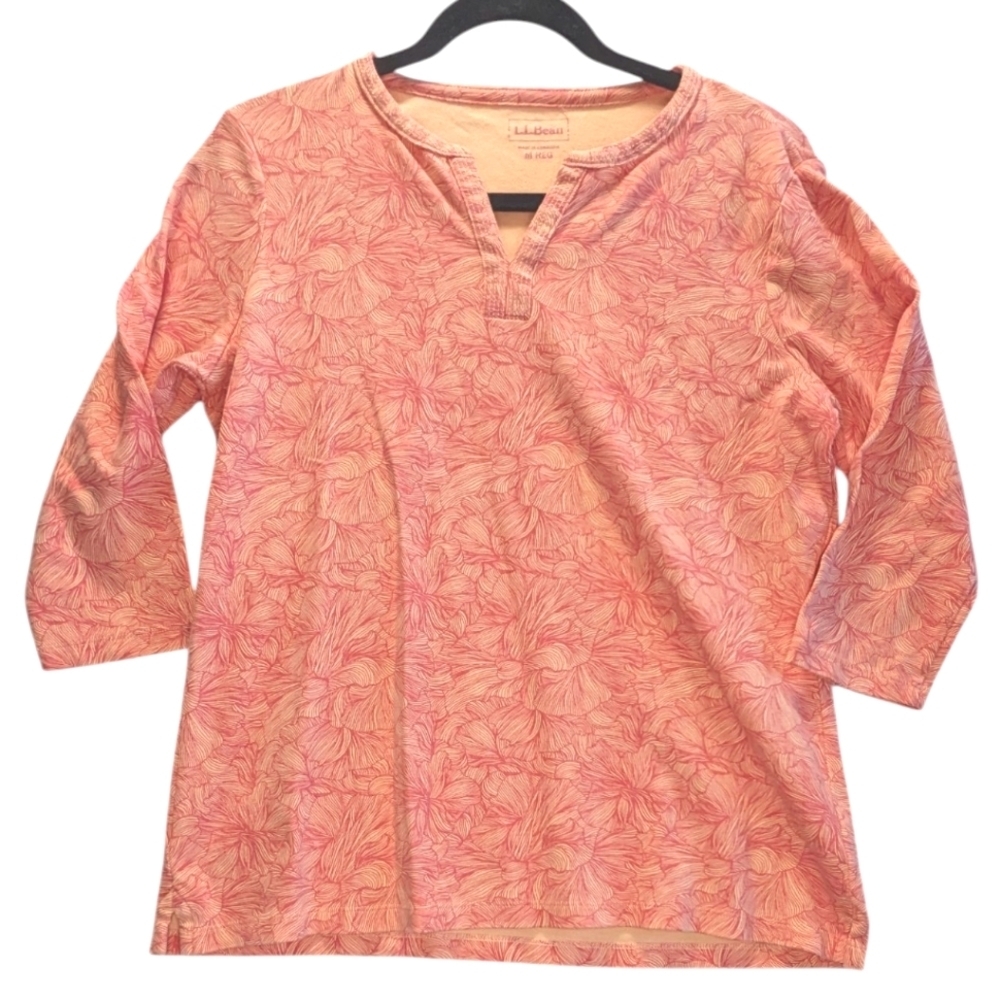 L.L. Bean Coral Leaf Print Tunic